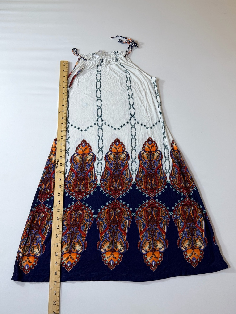 Lascana Venus Tuscany Halter Dress Women's Sz Med BOHO Colorful Adjustable Tie - Picture 4 of 7